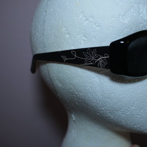 Christie Brinkley Destin BLKGRY Y2K 2000s Rectangle Black Acetate Sunglasses